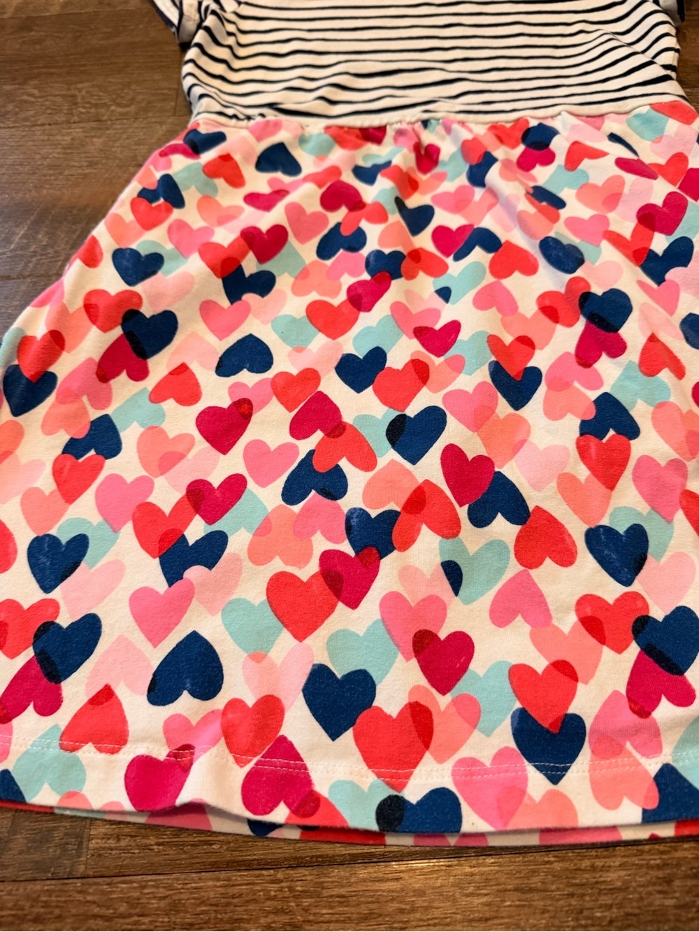 Rumi + Ryder Girls Size Medium 8-10 Heart Print Dress Striped Cotton Blend - Picture 2 of 6
